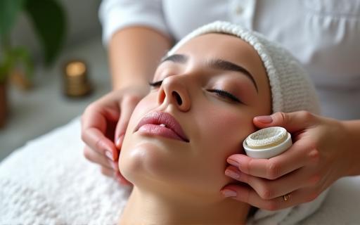 Client receiving a relaxing and professional chemical peel treatment.